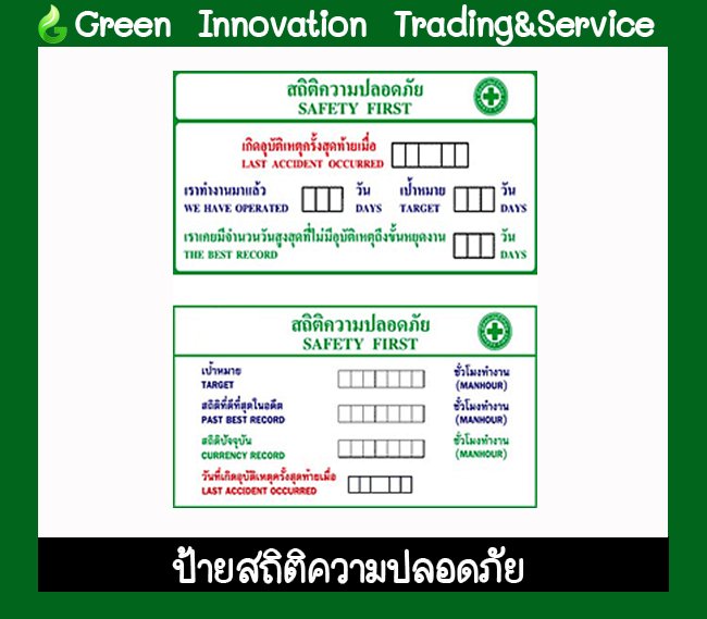 ป้ายสถิติความปลอดภัย  รหัสสินค้า GSW006