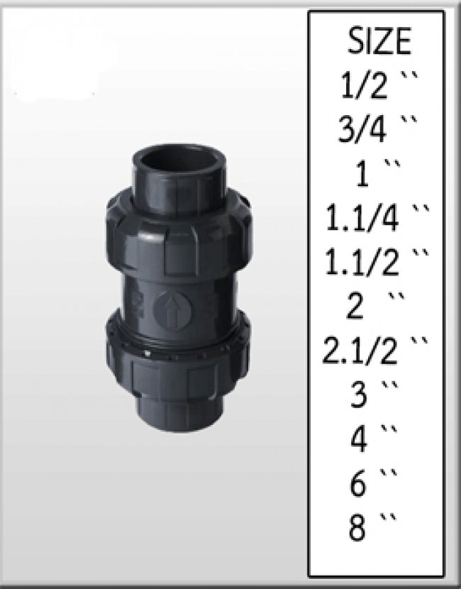 UPVC SCH.80 TRUE UNION BALL CHECK VALVE รหัสสินค้า UPVC004