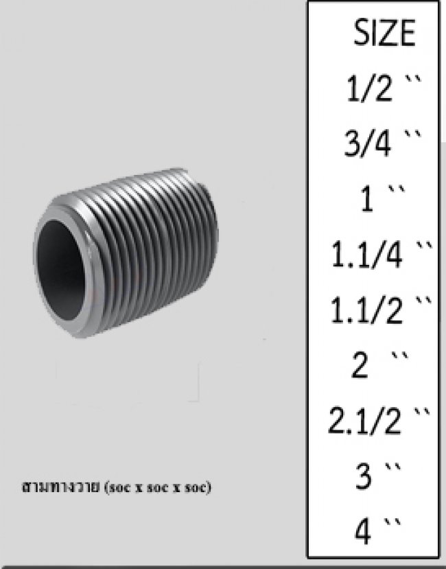 UPVC SCH.80 นิปเปิ้ลเกลียวนอก  รหัสสินค้า UPVC019