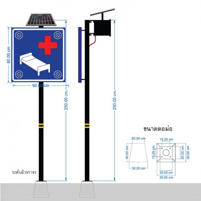 ป้ายเตือนเขตโรงพยาบาล พลังงานแสงอาทิตย์ รหัสสินค้า GSC055