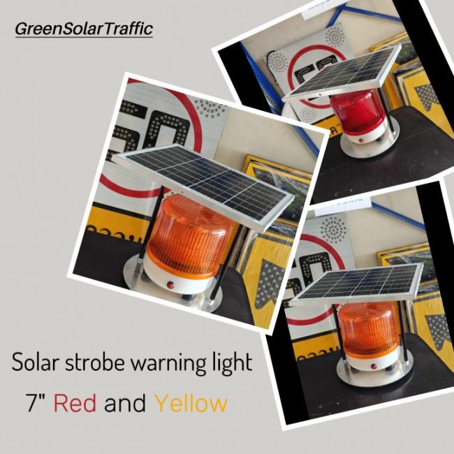  ไฟเตือนไฟกระพริบ ไซเรน โซล่าเซลล์ รุ่น ขนาด 7 นิ้ว 15 Watt  รหัสสินค้า GTF002