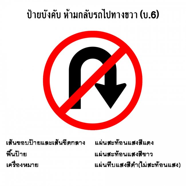 ป้ายบังคับ ห้ามกลับรถไปทางขวา บ-6