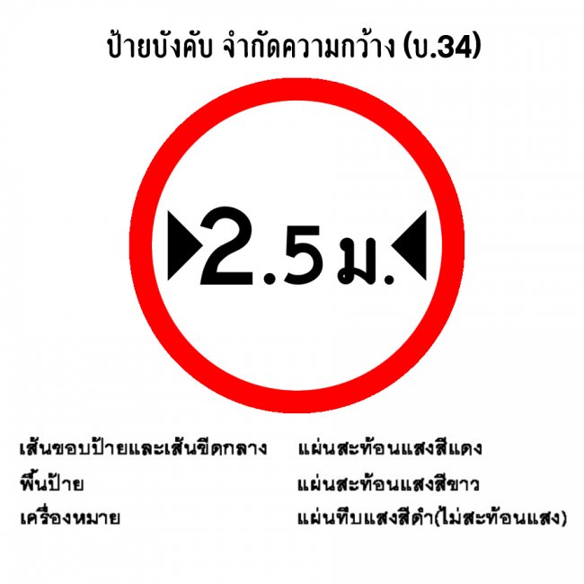 ป้ายบังคับ จำกัดความกว้าง บ-34