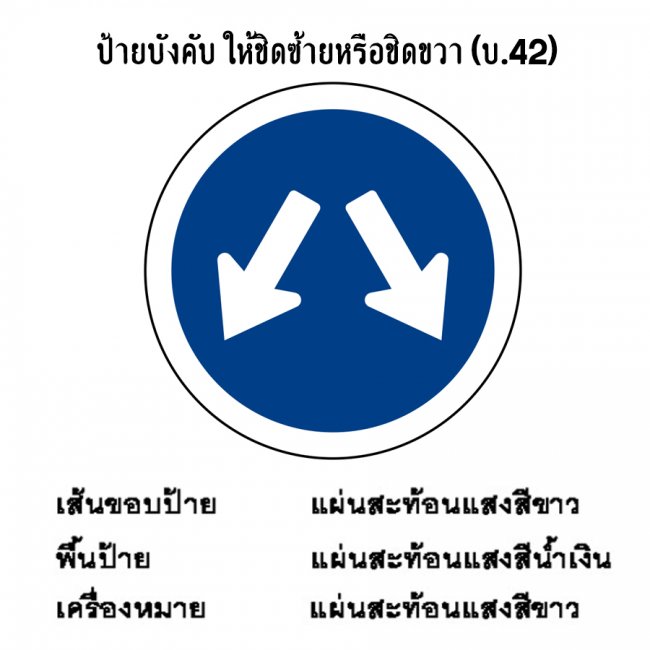 ป้ายบังคับ ให้ชิดซ้ายหรือชิดขวา บ-42