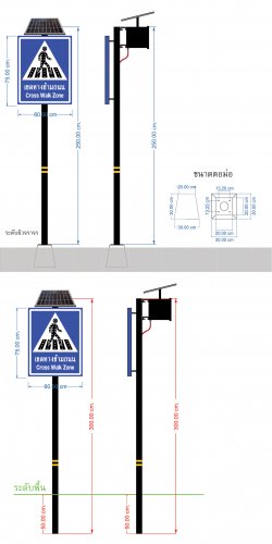 ป้ายเขตคนข้ามทางม้าลาย พลังงานแสงอาทิตย์ รหัสสินค้า GSC057